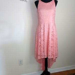 Floral Lace High Low Semi-Formal Dress